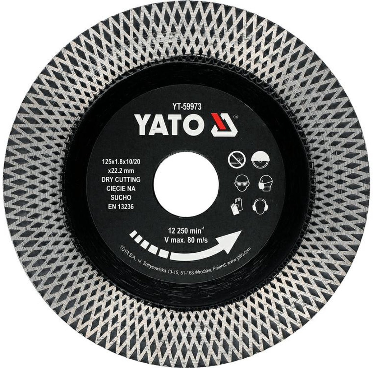 Yato - diamantschijf - 125mm - voor gres en keramiek - droog gebruik
