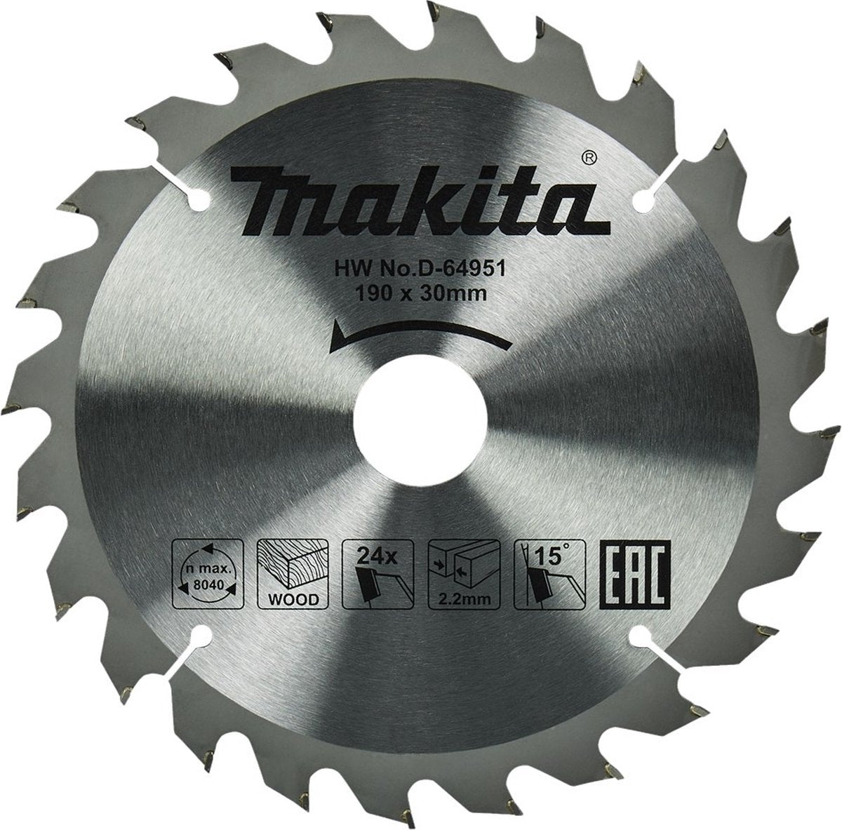 Makita ø 190mm asgat 30mm 24t cirkelzaagblad voor hout | standaard - d-64951