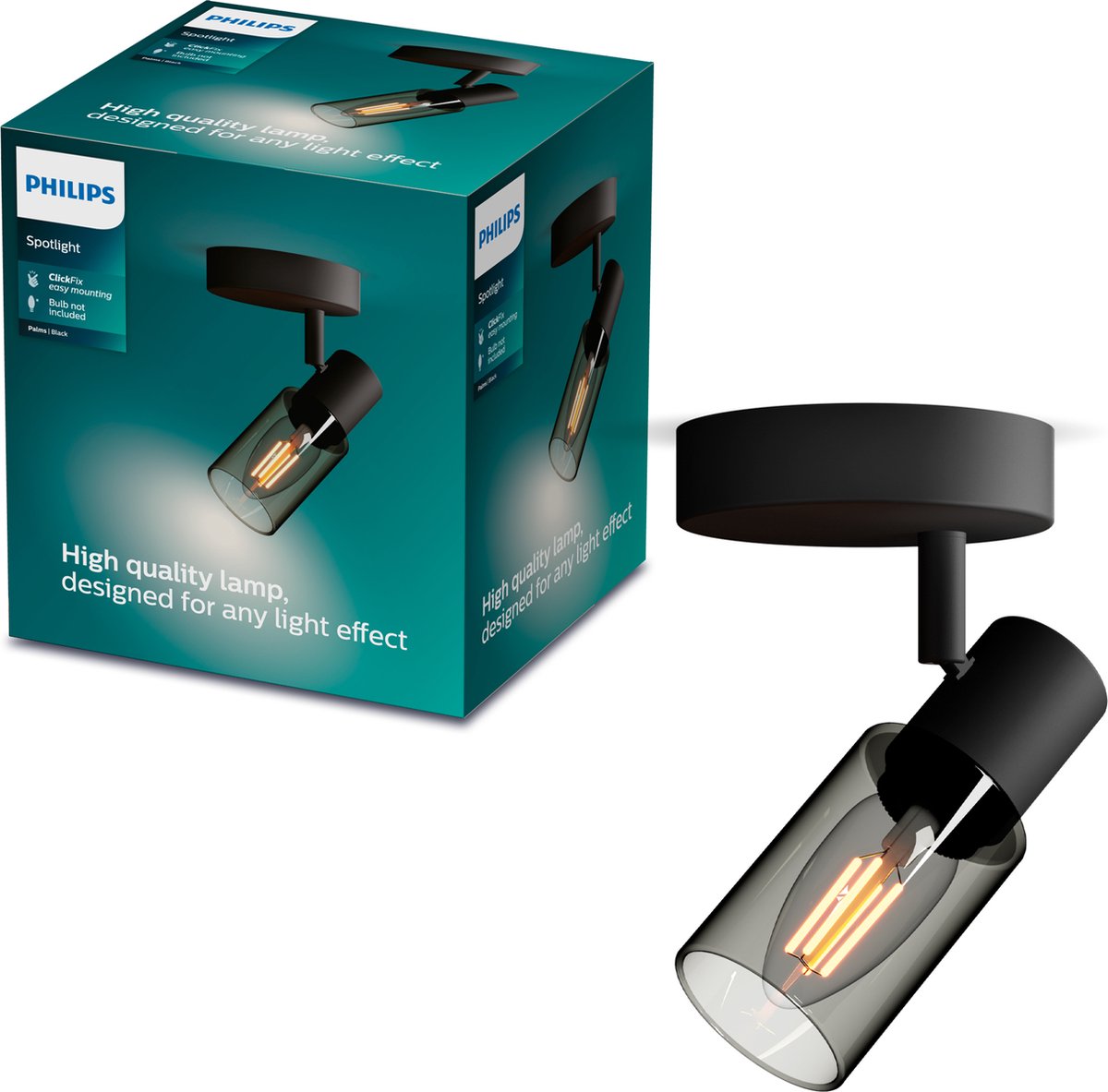 Philips palms spot - wandspot - met gerookt glas - kleine fitting e14