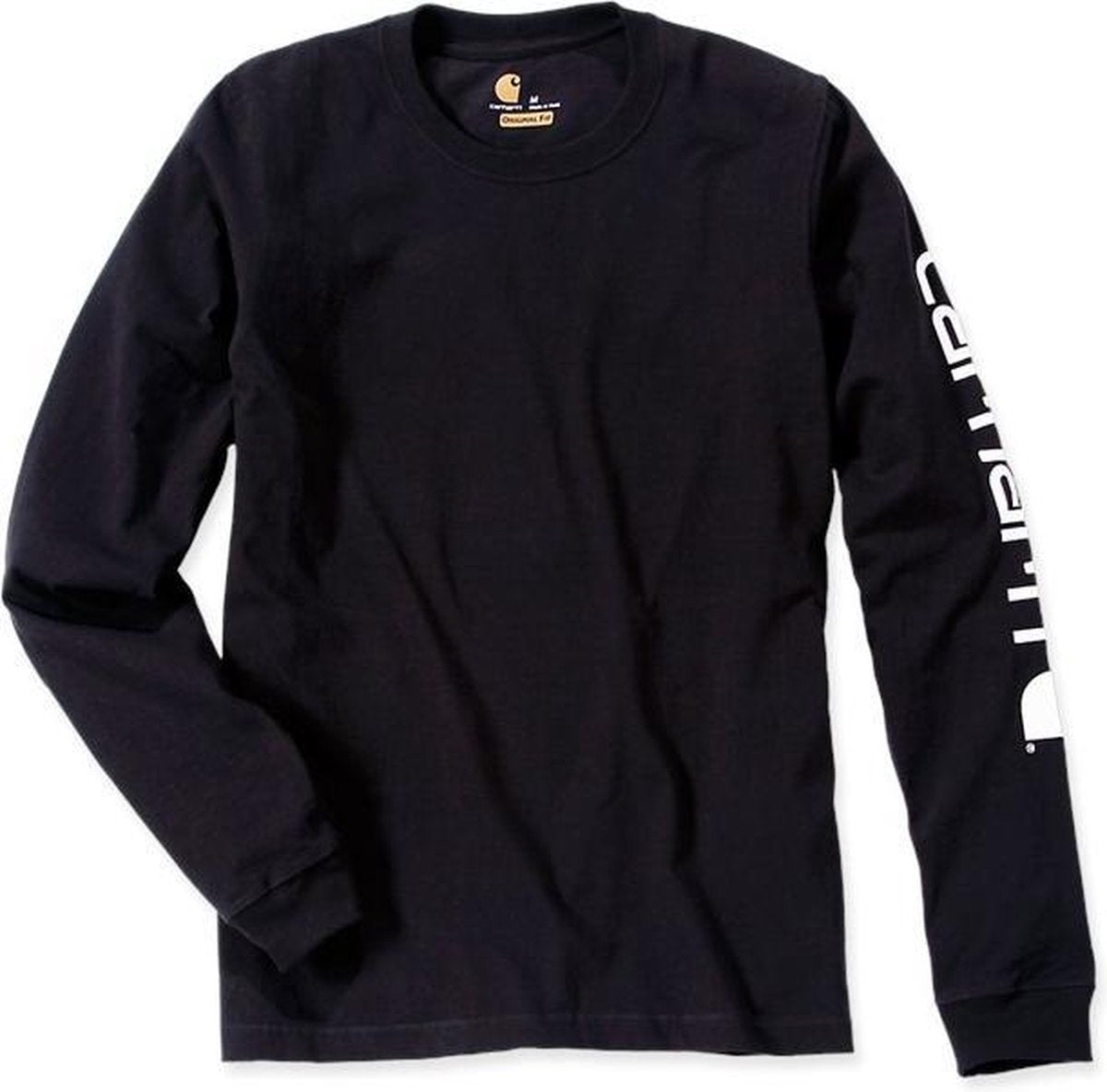 Carhartt ek231 signature sleeve logo longsleeve t-shirt - relaxed fit - black - l