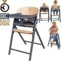 Lionelo celia 3-in-1 houten kinderstoel – van baby tot volwassene – verstelbare zitting voetsteun – 5-punts gordel – eco-leer bekleding – inclusief babyset eetblad – draagvermogen tot 110 kg