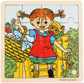Barbo toys - pippi langkous houten puzzel meneer nilsson 16 stukjes - ontworpen in denemarken - educatieve houten legpuzzel - puzzel voor jongens en meisjes - multicolor - vanaf 2 jaar