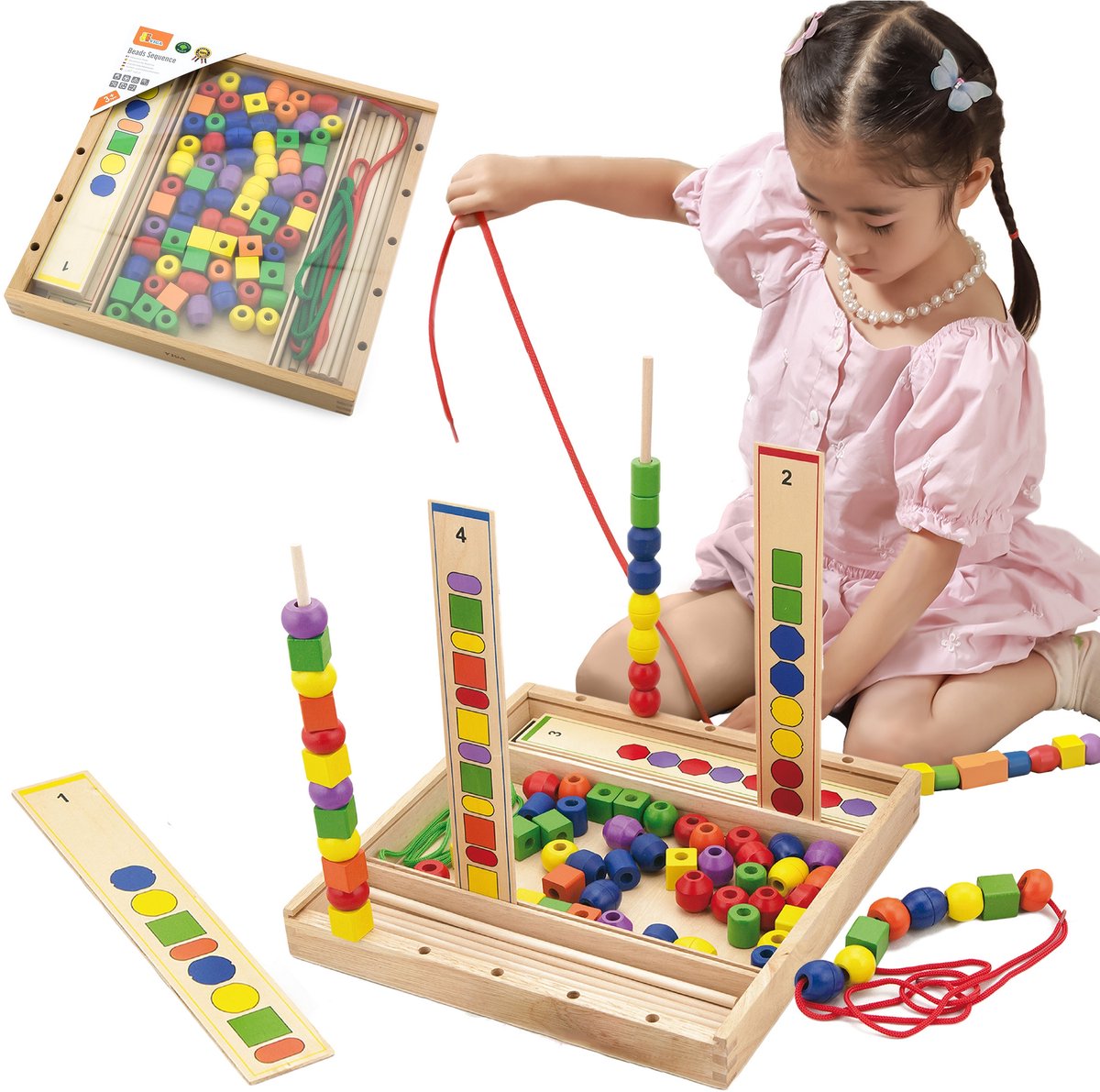 Vigatoys viga toys - kralenspel - kleur vorm volgorde
