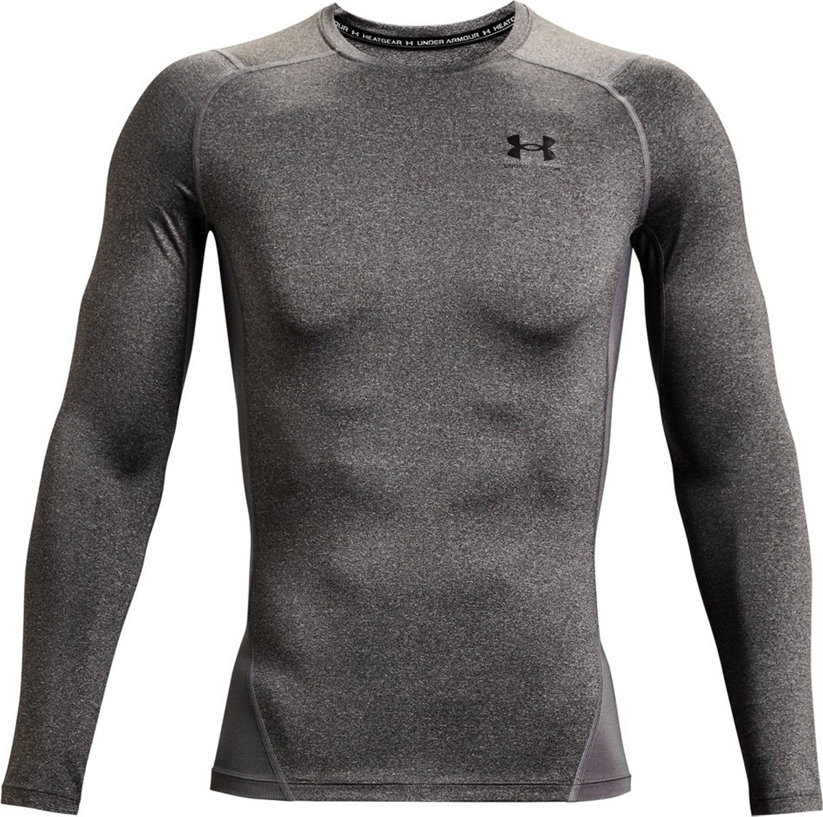 Under armour ua hg armour comp ls-gry heren sportshirt - carbon heather - zwart xxl