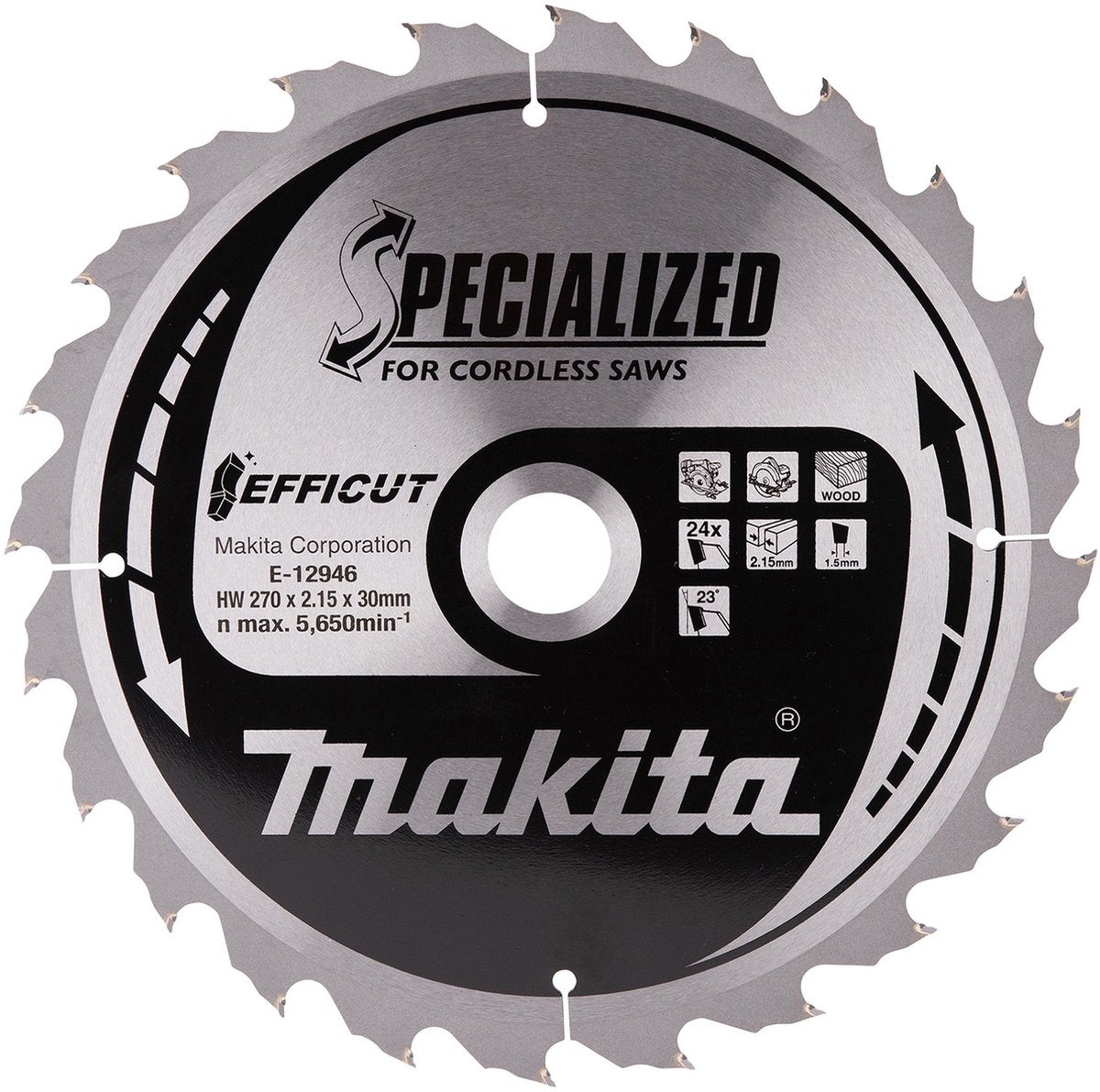 Makita 270 x 30 mm 24-tands cirkelzaagblad hout | efficut - e-12946