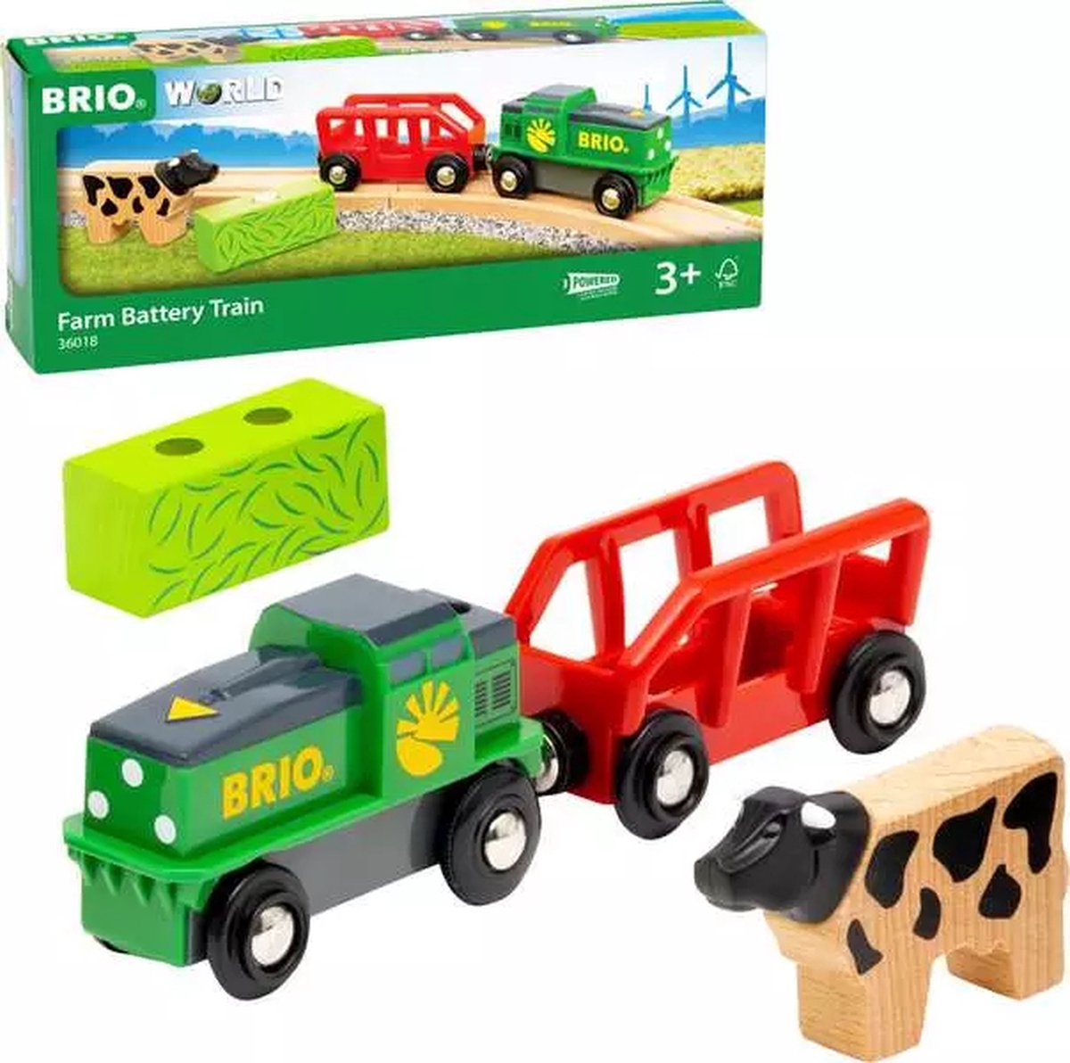 Brio world boerderijtrein op batterijen - speeltrein voor kinderen vanaf 3 jaar - 36018 - uitbreiding voor world