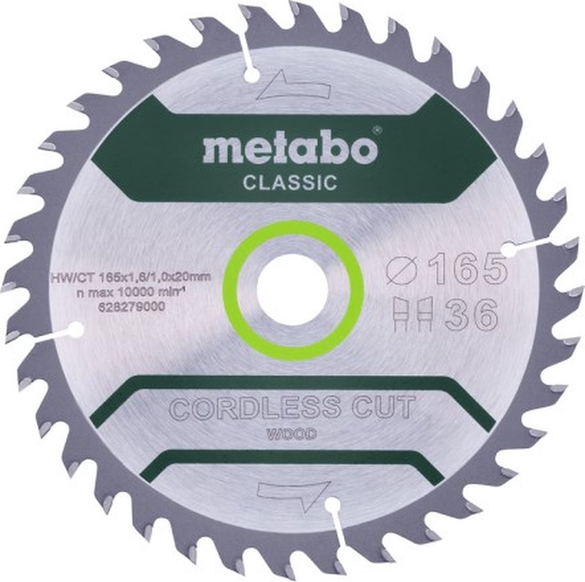 Metabo accessoires cirkelzaagblad cordless cut wood classic ad 165mm z.36 asgat.20mm snijbreedte.1,6mm
