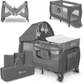 Lionelo sven plus 2in1 meegroeibed campingbedje - 127x60 cm - tot 15 kg - co-sleeper - reisbed met commode, organizer, klamboe en interactief speelgoed