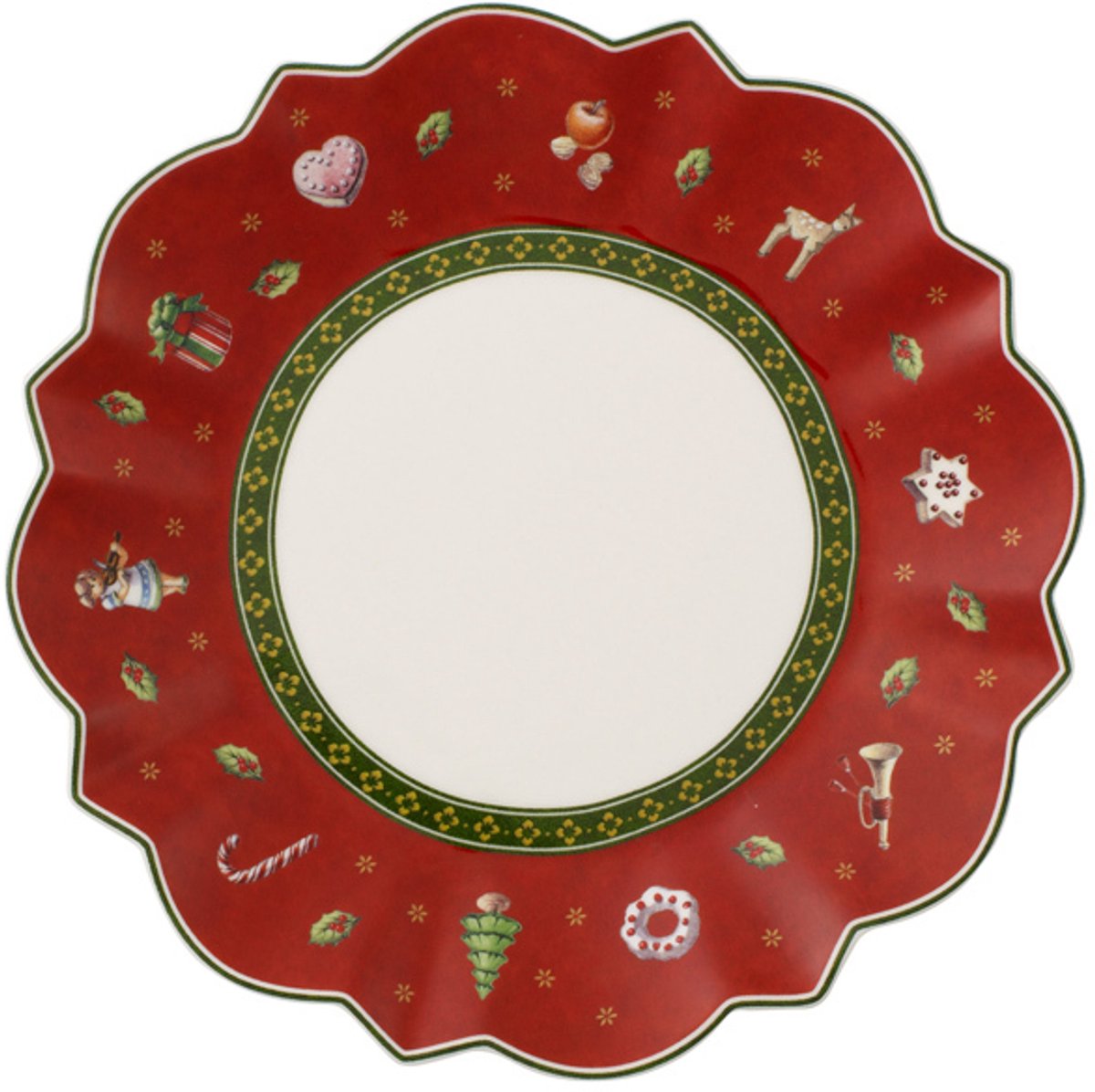 Toy's delight villeroy boch gebakbordje - 17 cm - rood - kerst