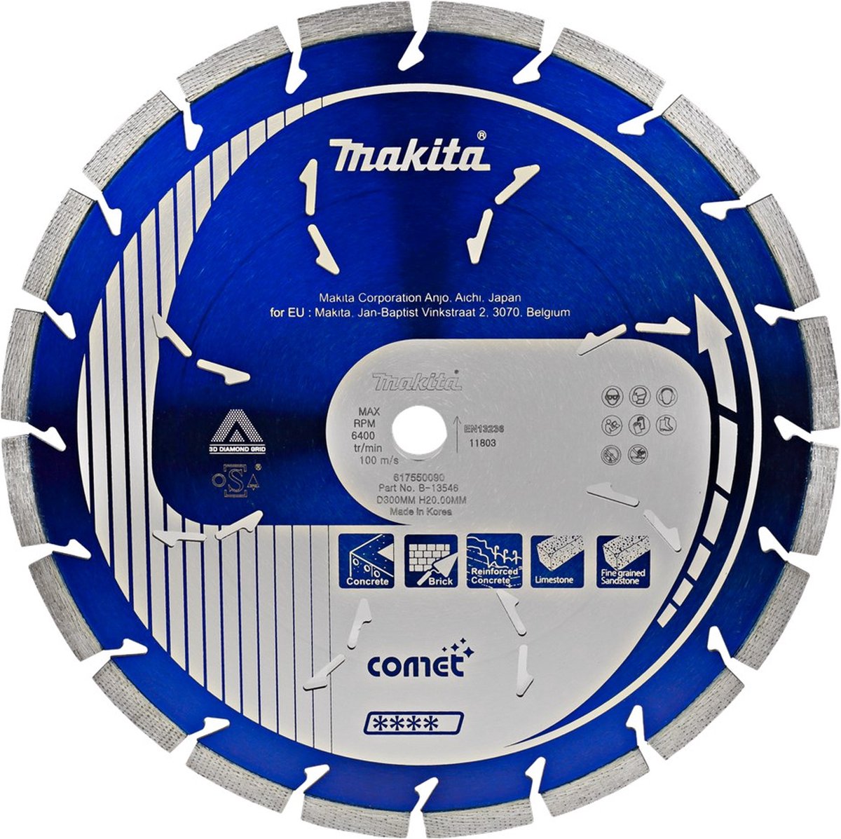 Makita diamantdoorslijpschijf comet 230 x 22.23 x 10 mm - comet