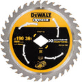 Dewalt ø 190mm asgat ruit 36t cirkelzaagblad voor hout | extreme runtime - dt40271-qz