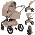 Lionelo freya 3in1 kinderwagen set – reiswieg, wandelwagen astrid i-size autostoel (40–87 cm) –premium - vanaf geboorte tot 22 kg – pu-wielen met vering – omkeerbare zitting – upf50+ kap