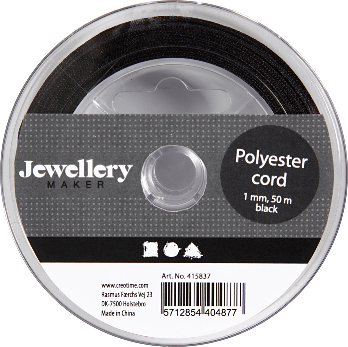 Creativ company cc polyester koord 1 mm zwart 50 m
