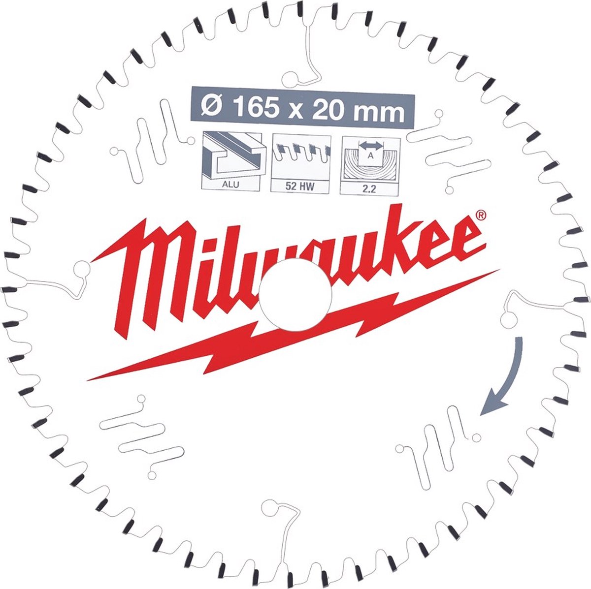 Milwaukee - cirkelzaagblad - 165 mm - aluminium en kunststoffen - ptfe coating