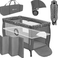 Lionelo campingbedje 4 in 1 – baby bed inklapbare box reisbedje met bodemverhoger (rugvriendelijk ontwerp) – met comfort matras – 60x120 cm – 0-36 maanden tot 15 kg – zij-ingang – wielen – transporttas – babybed babybox ledikant – stefi plus