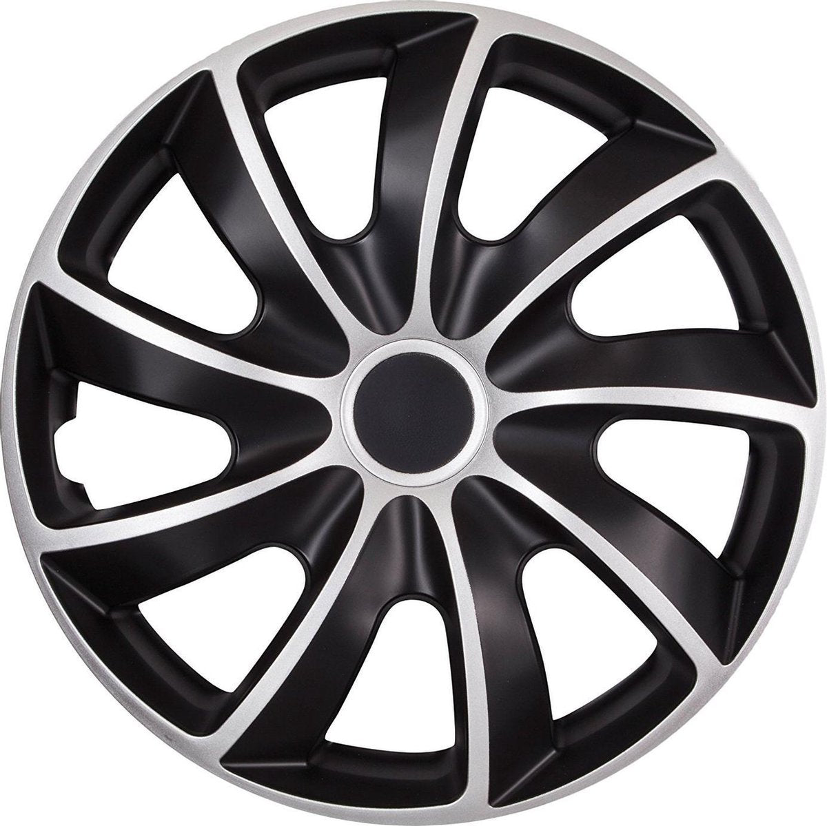 Quad bicolor cs - wieldoppen 15 - zwart zilver - set van 4 stuk!