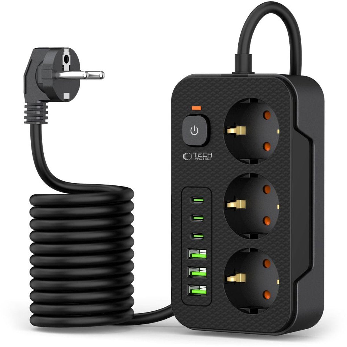 Tech-protect stekkerdoos met usb en type c voor telefoons, tv's 200cm