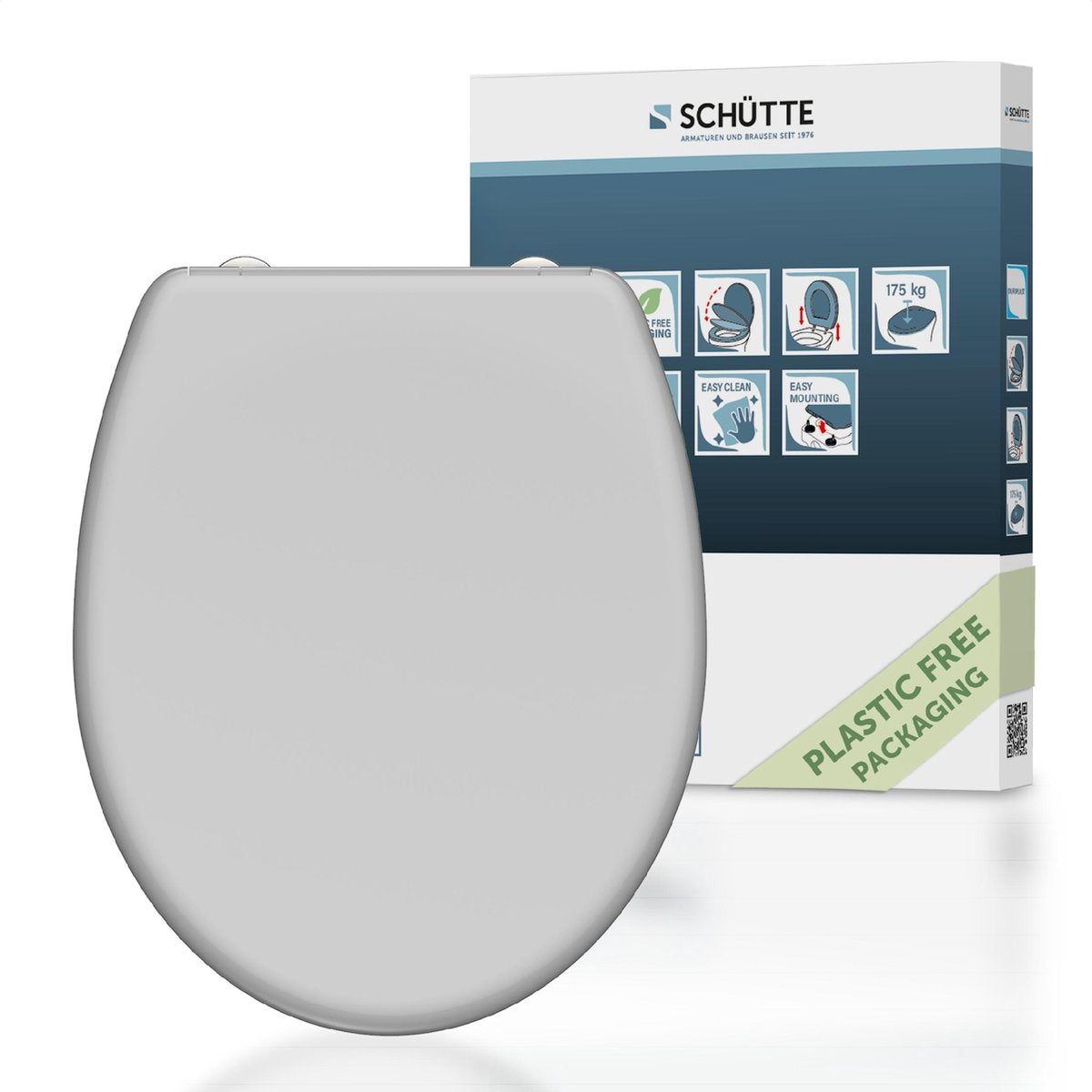 Schütte wc-bril 82302 grey - duroplast - soft close - afklikbaar - rvs-scharnieren - gelakt - grijs