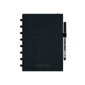 Correctbook a5 uitwisbaar notitieboek – ink black kunstleer hardcover – gelinieerd – herbruikbaar schrift – inclusief pen wisdoekje – aanvulbaar met extra pagina’s