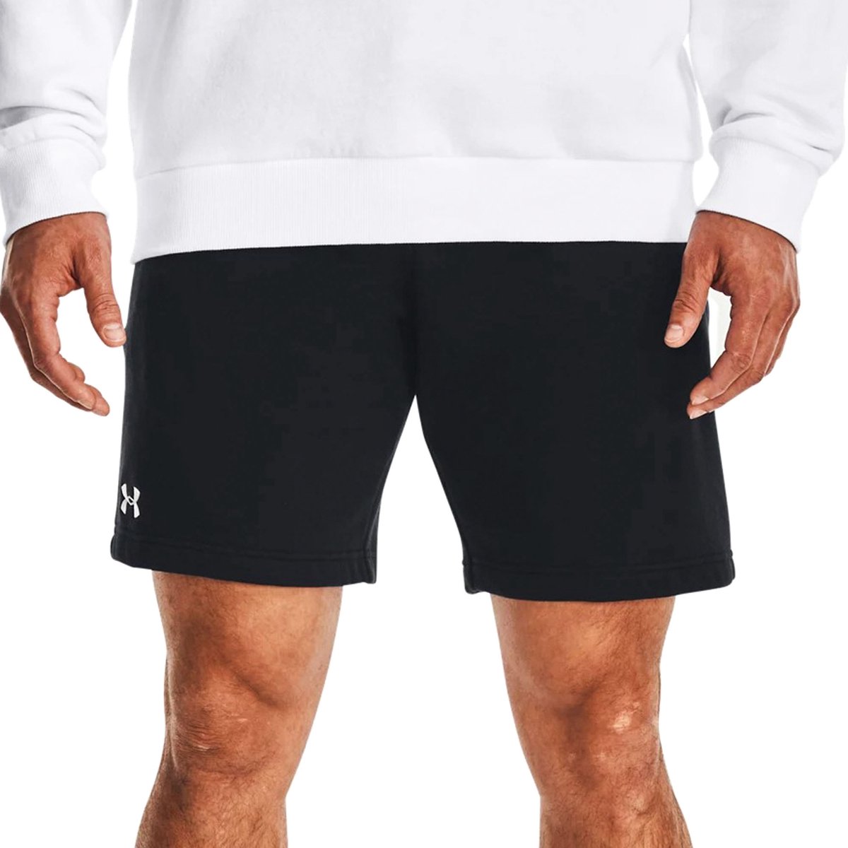 Under armour ua rival fleece shorts-blk heren sportbroek - zwart - wit s