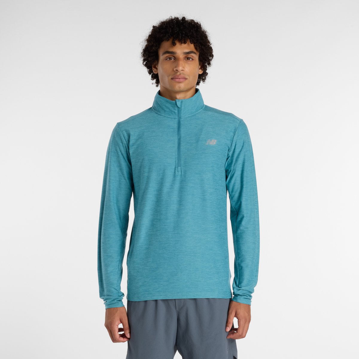 New balance space dye 1 4 zip heren sporttrui - big teal heather l