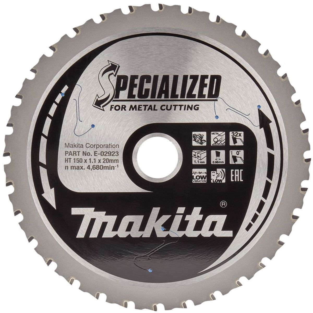 Makita ø 150mm asgat 20mm 32t cirkelzaagblad voor staal | specialized - e-02939