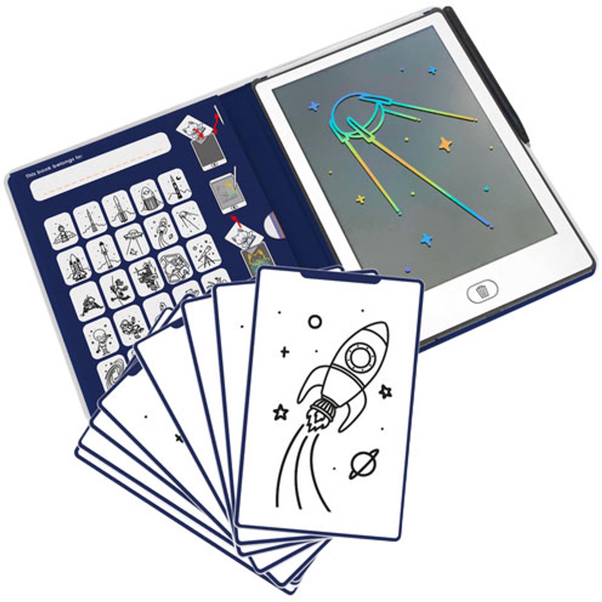 Kidywolf - kidydraw mini tekentablet voor kinderen - galaxy thema - educatief - 4+ jaar