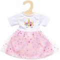 Heless poppenkleding jurk eenhoorn meisjes 35-45 cm wit roze 2-delig