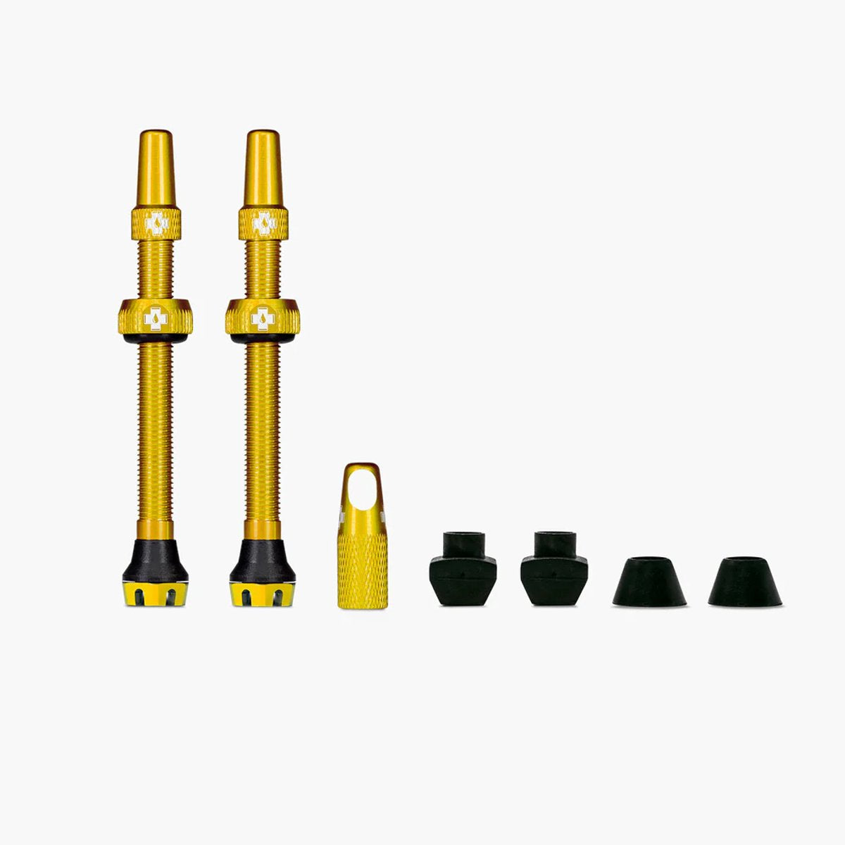 Muc-off v2 tubeless valve kit - ventielen voor racefiets en mountainbike - 44mm - goud - 6061 aluminium - set van 2
