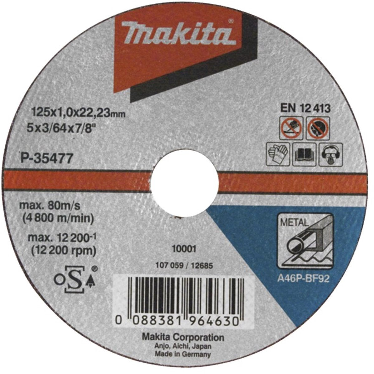 Makita accessoires doorslijpschijf 115x2,5mm metaal - a-85307