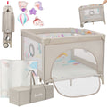Lionelo mille plus kinderbox 0-36 maanden – babybox met t25 schuimmatras, educatief speelgoed, handgrepen voor leren staan, inklapbaar mobiel, zijdeur met ritssluiting – speelbox voor thuis en op reis
