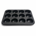 Merkloos sans marque kozie muffinvorm voor 12 muffins – pfas-vrij – anti-aanbak bakvorm – cupcakevorm – metaal – antraciet