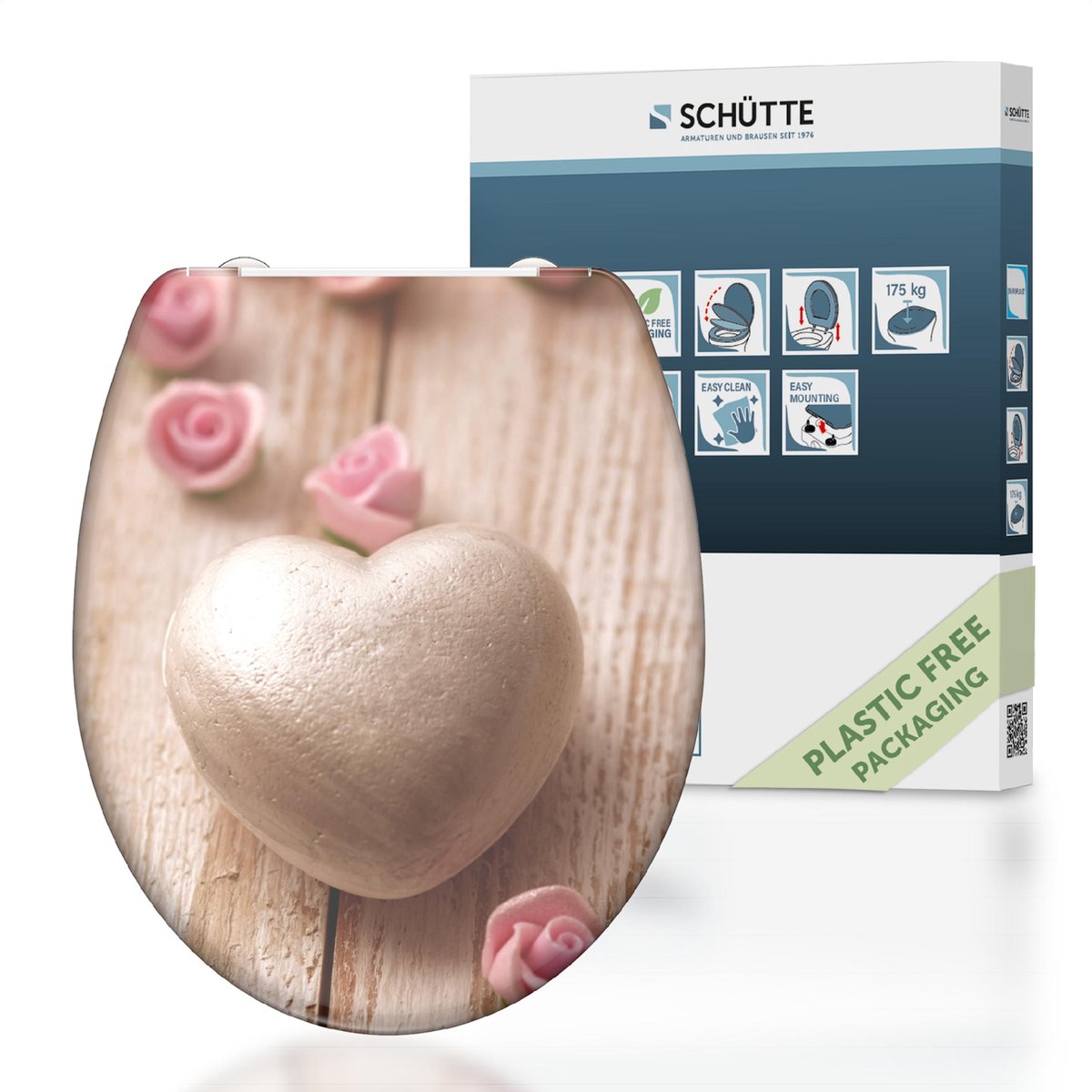 SCHÜTTE WC-Sitz mit Absenkautomatik, romantisches Duroplast mit Aufdruck