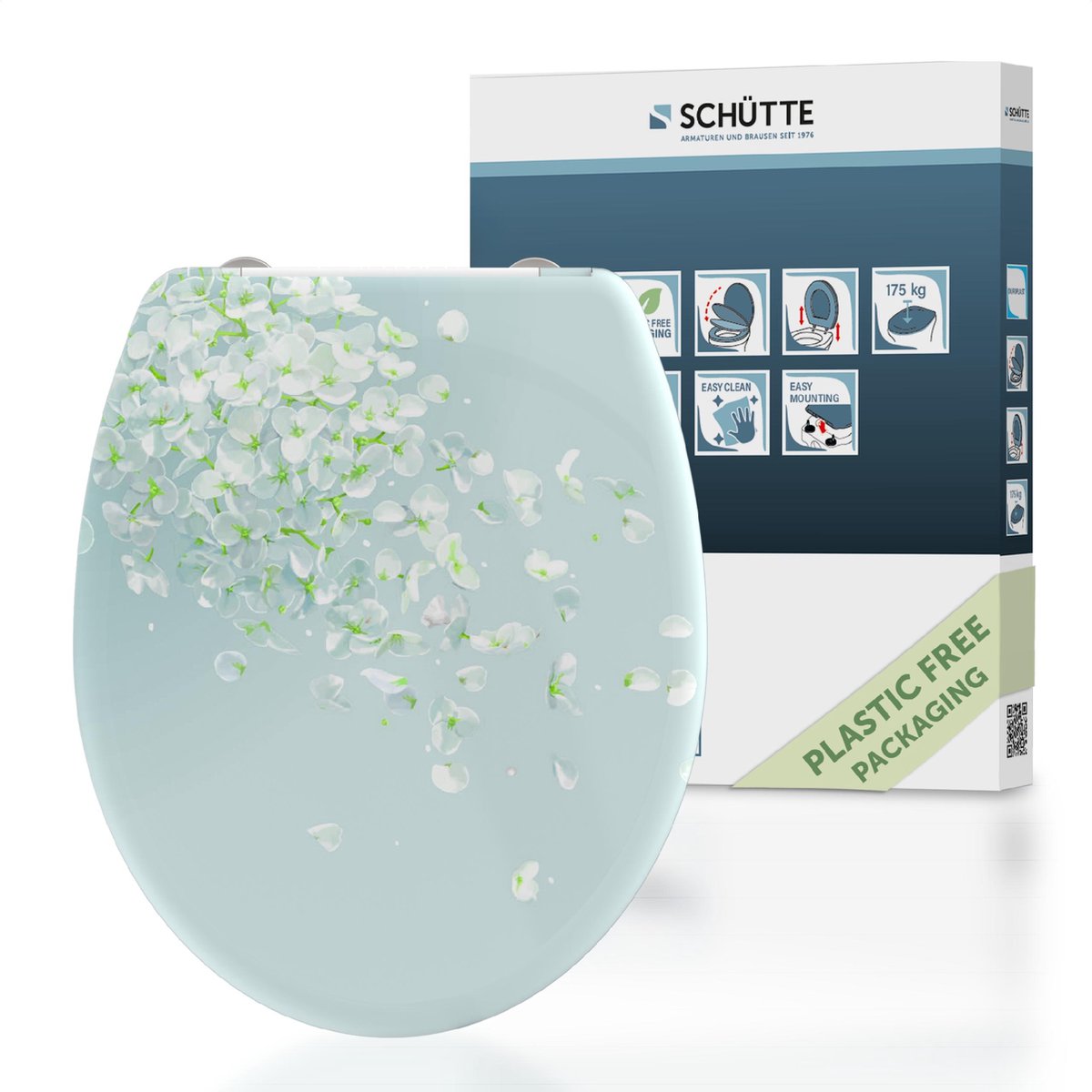 Schütte wc-bril 82381 flower in the wind - duroplast - soft close - afklikbaar - rvs-scharnieren - belastbaar tot 175 kg - decor - 3-zijdige print