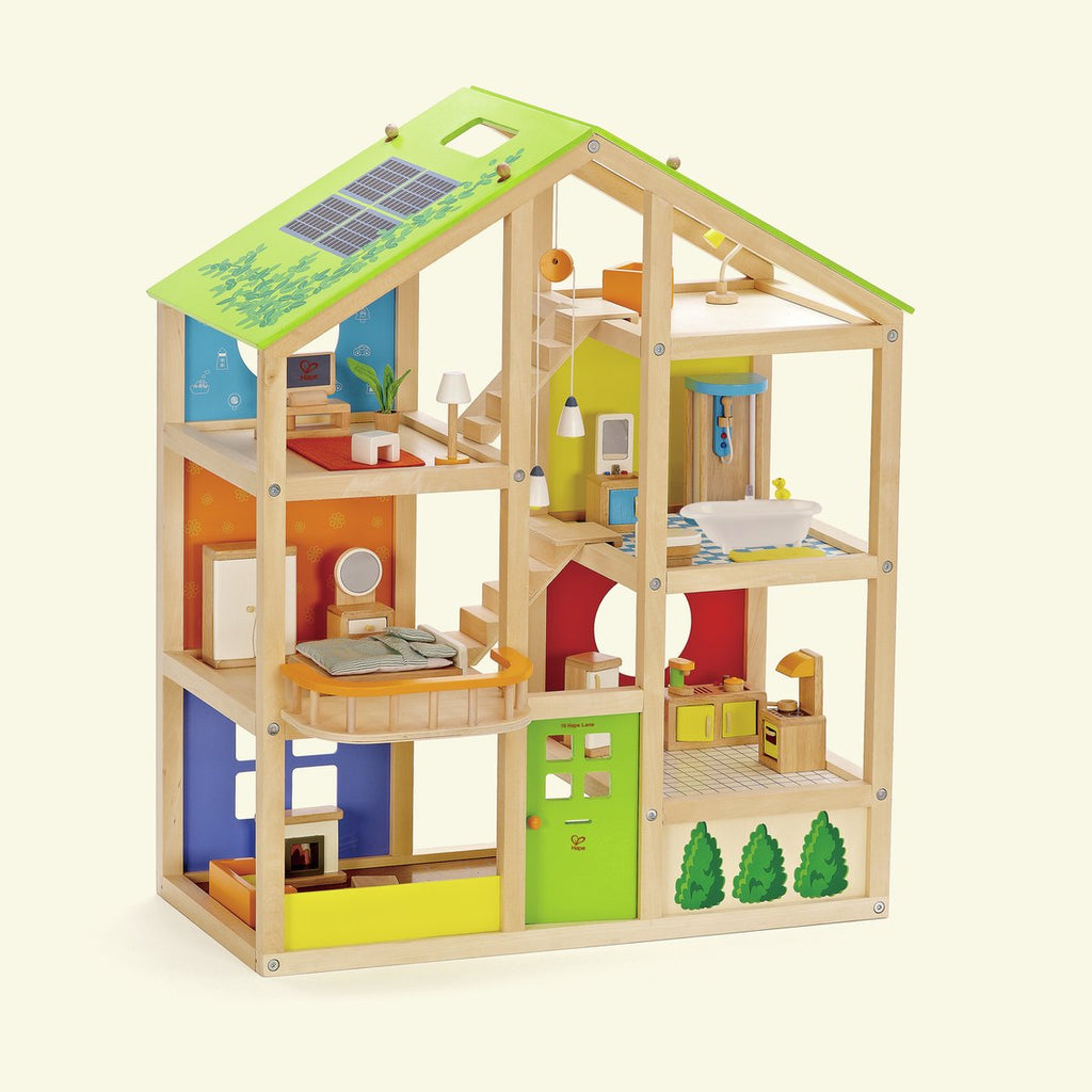 Hape Puppenhaus aus Holz, 4 Jahreszeiten, mit Möbeln