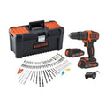 Black+decker 18v schroef- klopboormachine 2x 18v 1.5ah accu’s 100 accessoires in koffer - bcd700c2amb-qw