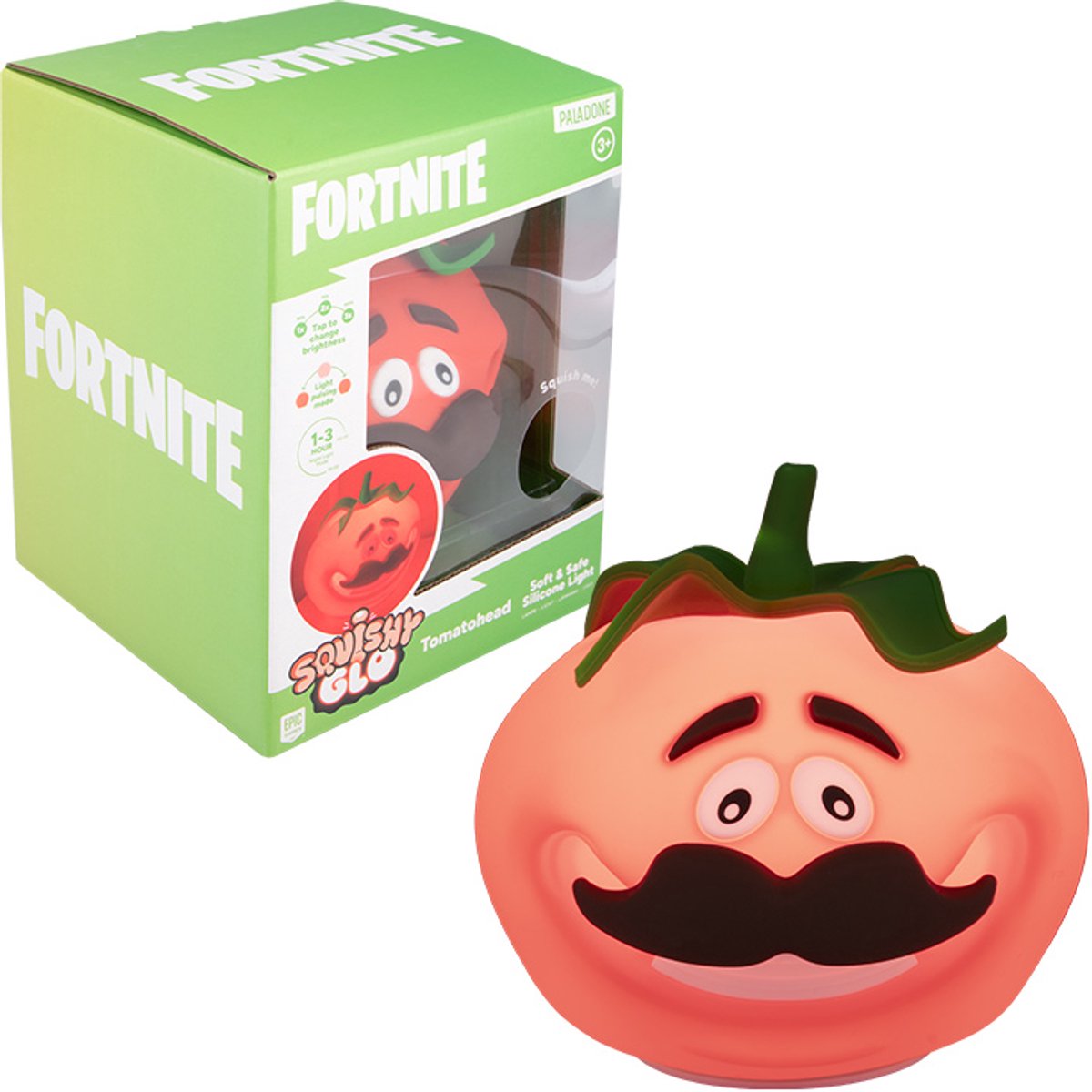 Paladone tomatohead fortnite squishyglo siliconen lamp – oplaadbare zachte nachtlamp met timer –