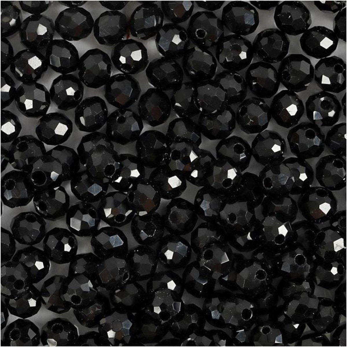 Creativ company cc faceted beads, size 3x4 mm, hole size 0,8 mm, metallic black, 100 pc 1 pack