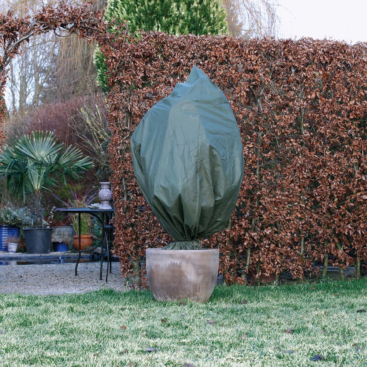 Natur-Winterfleece-Überwürfe, 3 Stück, 50 g/m², 100 x 50 cm, grün