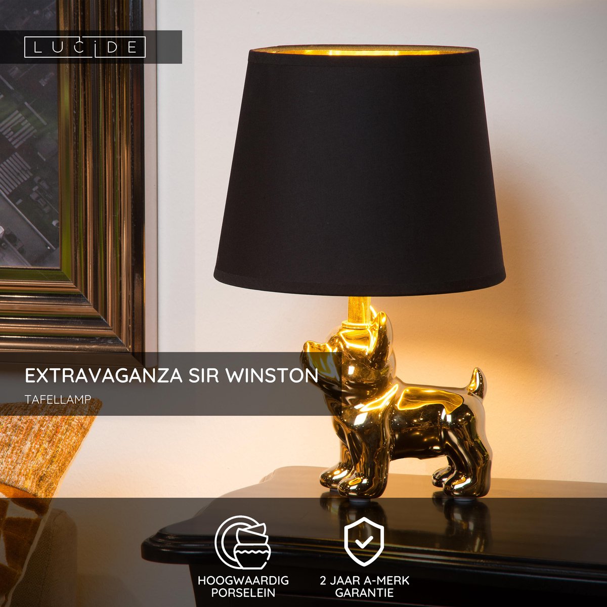Lucide extravaganza sir winston - tafellamp - 1xe14 - goud