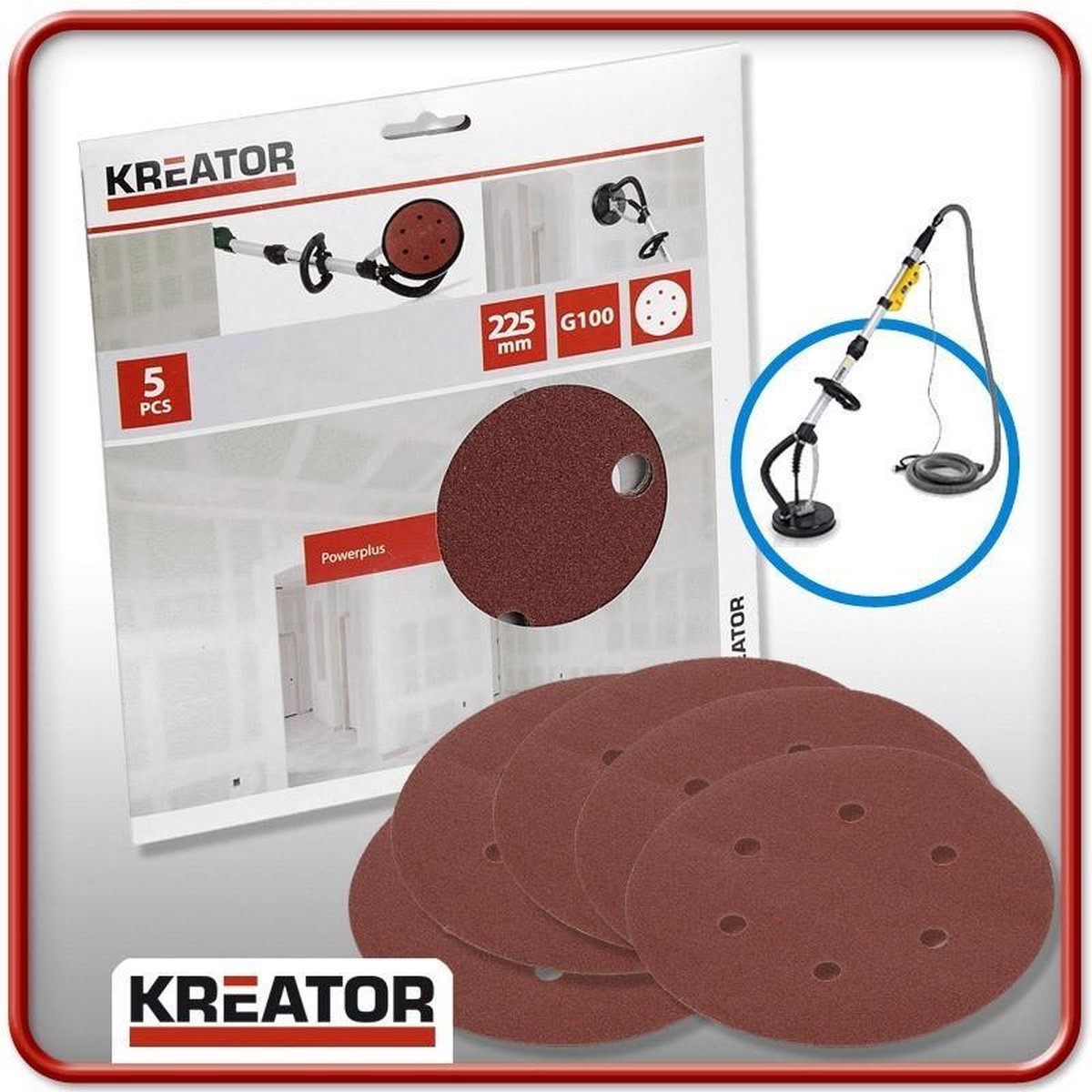 Kreator krt232009 schuurpapier rond 225 mm korrel: 240 5 stuks