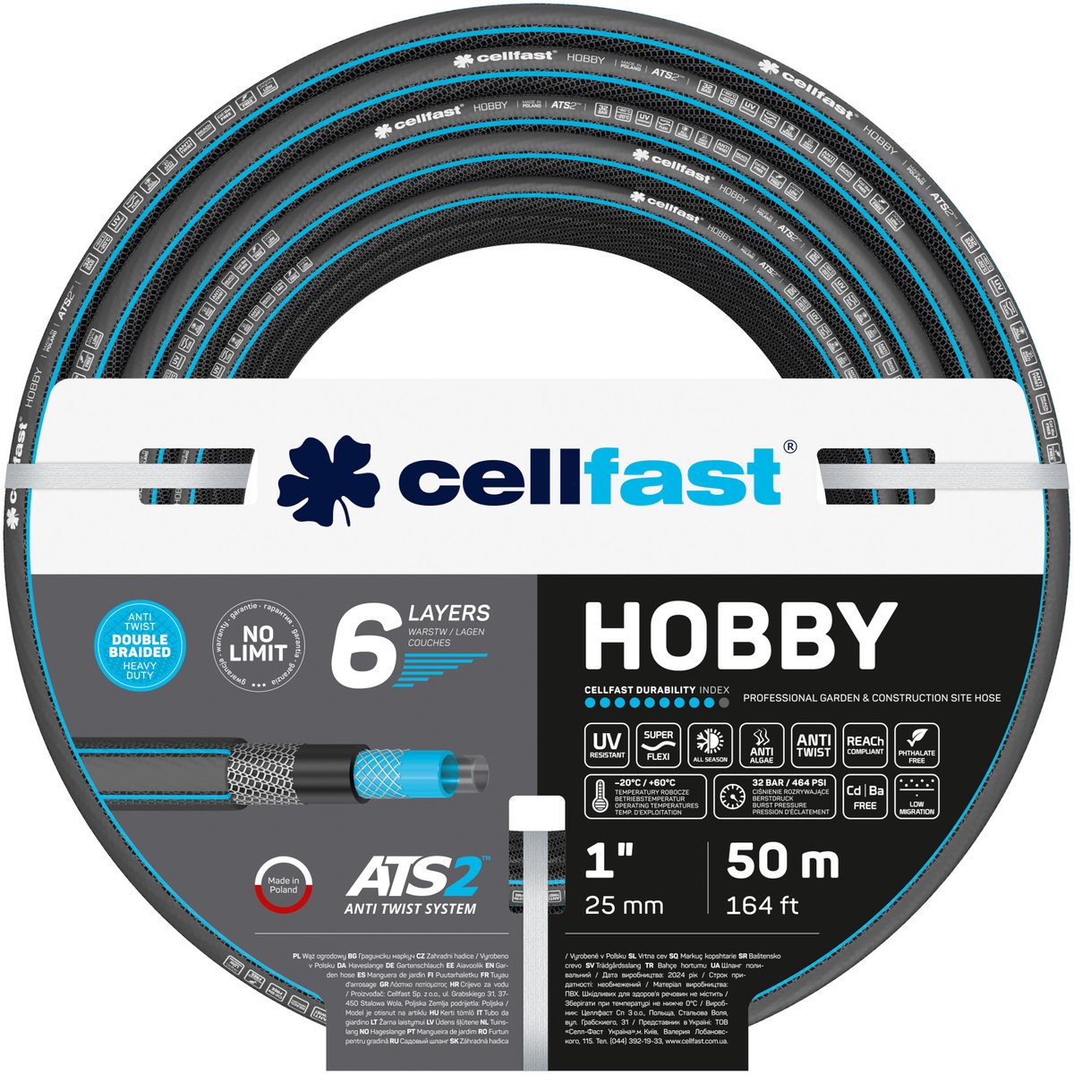 Cellfast hobby ats2 serie - tuinslang - 1 - 50m - uv- en algenbestendig