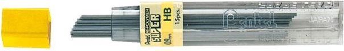 Pentel vulpotlood vulling - potloodstift 0,9 mm - zwart hb - buisje à 12 stiften