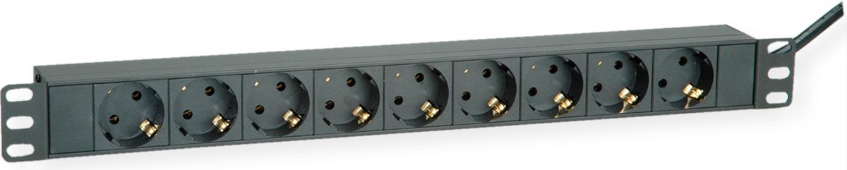 Roline 19 stekkerdoos 9-voudig, zwart, 2 m