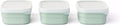 Amuse optifridge bio vershoudbakjes - 3x400ml - bioplastic bewaarbakjes met deksel - bpa-vrij - groen - 115x95x50mm