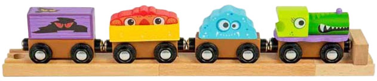 Bigjigs Monsterzug aus Holz, 4-teilig.