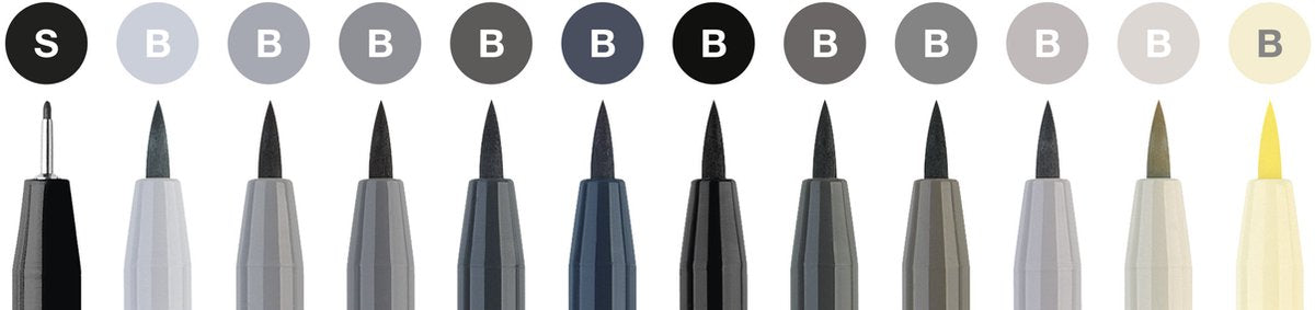 Faber-castell tekenstift - pitt artist pen - brush - 12 stuks - grijstinten - fc-267423