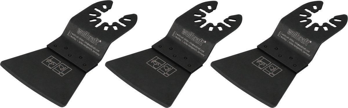 Wolfcraft - 3 multitool schrapers - voor tapijt, vloerbedekking en lijmresten - hcs schraper 52 mm - 3991100