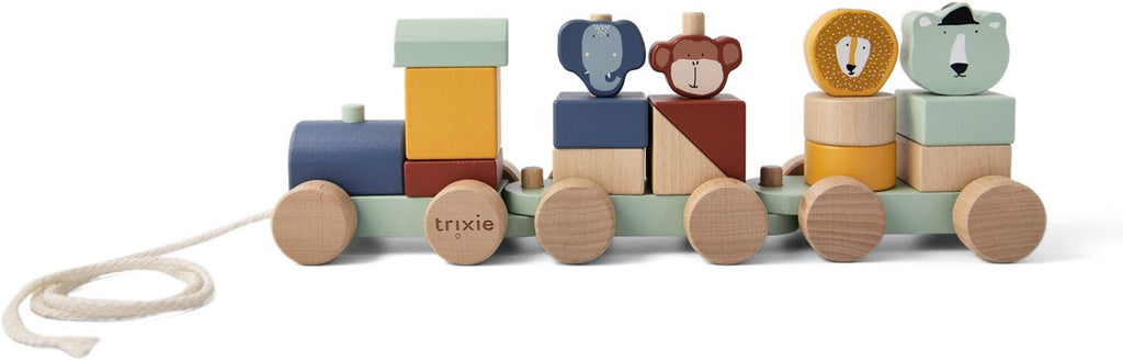 Trixie houten speelgoed - dieren trein - met bouwblokken - treinset met blokken - vanaf 1,5 jaar - voor jongens en meisjes – fsc® hout
