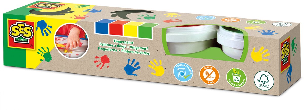SES Öko-Fingerfarbe, 4 Farben